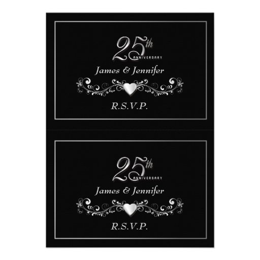Elegant 25th Anniversary Party - RSVP Reply Cards Personalized Invitations (front side)