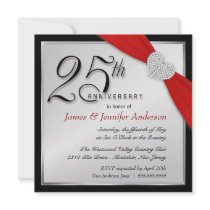 Elegant 25th Silver Anniversary Party Invitations