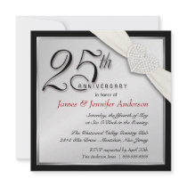 Elegant 25th Silver Anniversary Party Invitations