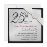 Elegant 25th Silver Anniversary Party Invitations