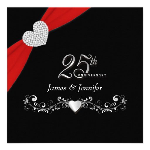 Elegant 25th Silver Anniversary Party Invitations