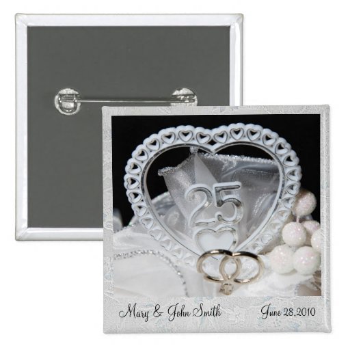 Elegant 25th Wedding Anniversary Button Zazzle