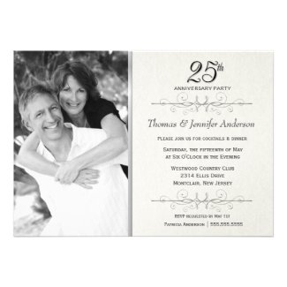 Elegant 25th Wedding Anniversary Party Invitations