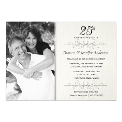 Elegant 25th Wedding Anniversary Party Invitations