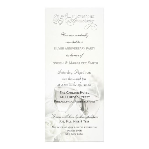 Elegant 25th Wedding Anniversary Party Invitations