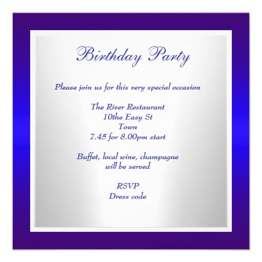 Elegant 30th Birthday Royal Blue White Diamond Announcement