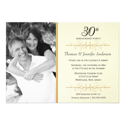 Elegant 30th Wedding Anniversary Party Invitations (front side)