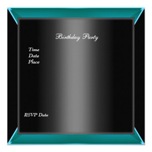 Elegant 40th Birthday Black Teal Blue Diamond Personalized Invite
