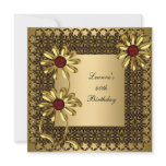 Elegant 40th Birthday Party Exotic Gold Floral invitations