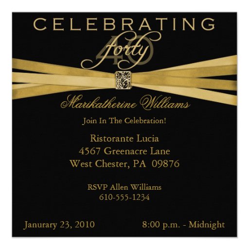 Elegant 40th Birthday Party Invitations