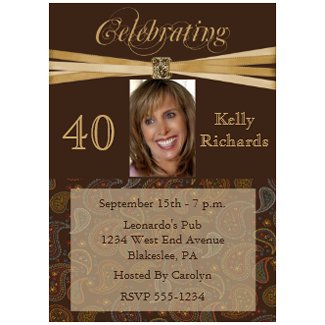 Elegant 40th Birthday Party Photo Invitations invitation
