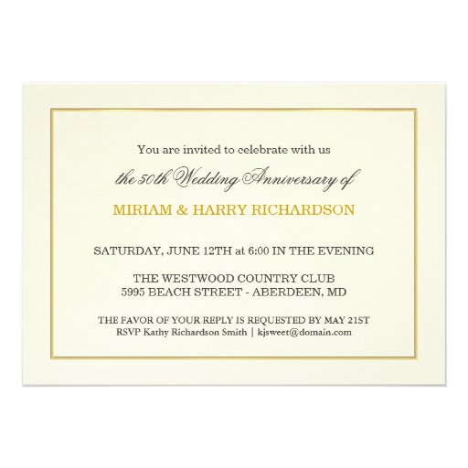 Elegant 50th Anniversary Invitations - Inexpensive