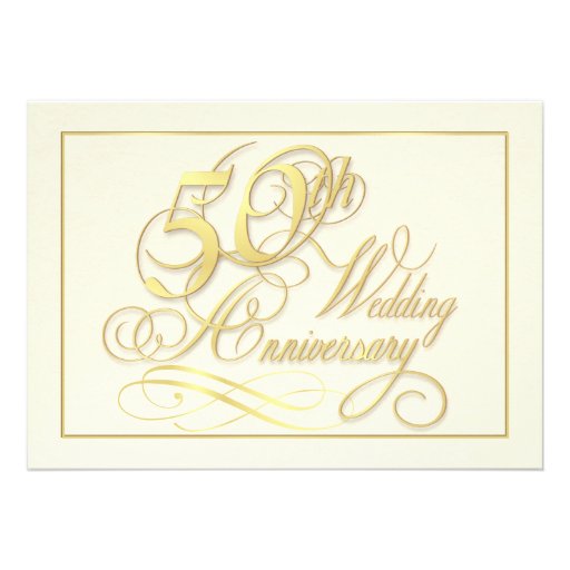 Elegant 50th Anniversary Invitations - Inexpensive