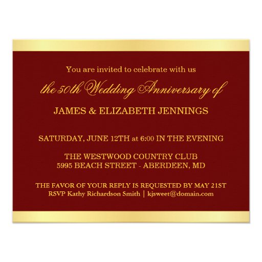 Elegant 50th Anniversary - Monogram Invitations
