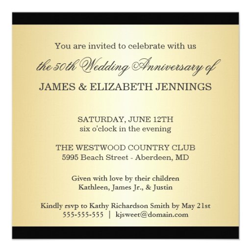 Elegant 50th Anniversary - Monogram Invitations