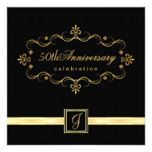 Elegant 50th Anniversary - Monogram Invitations