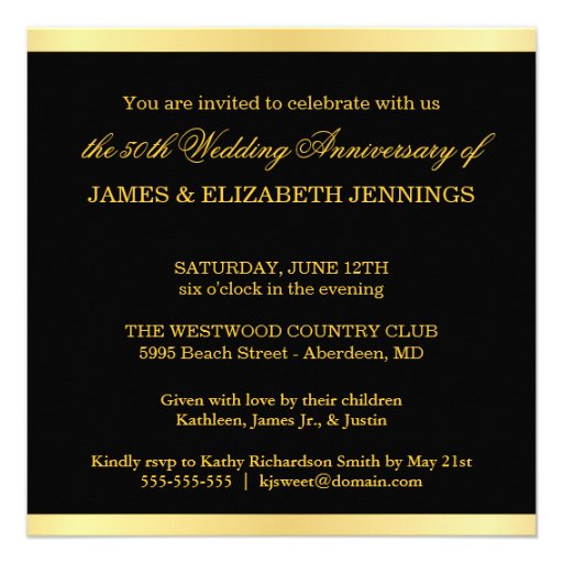 Elegant 50th Anniversary - Monogram Invitations