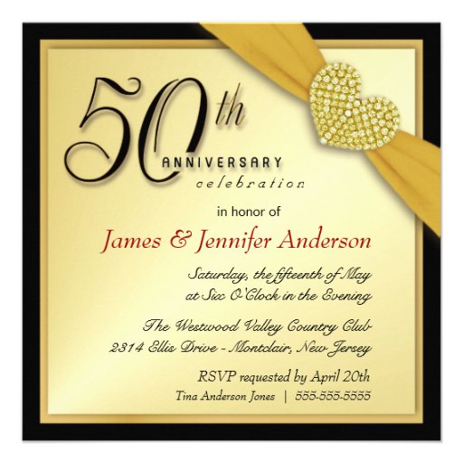 Elegant 50th Anniversary Party Invitations (front side)