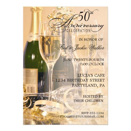 Elegant 50th Anniversary Party Invitations (front side)