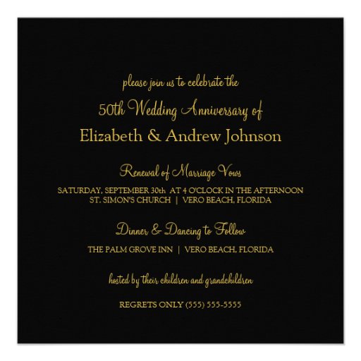 Elegant 50th Anniversary Party Vow Renewal Personalized Invitation
