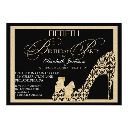 elegant 50th birthday damask shoe invitation zazzle elegant party invites