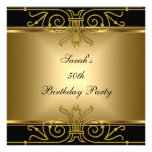 Elegant 50th Birthday Gold Black Art Deco Custom Invitations