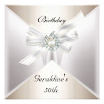 Elegant 50th Birthday Invite Pearl White Beige