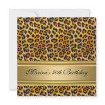 Elegant 50th Birthday Party Black Gold Cheetah Invitations