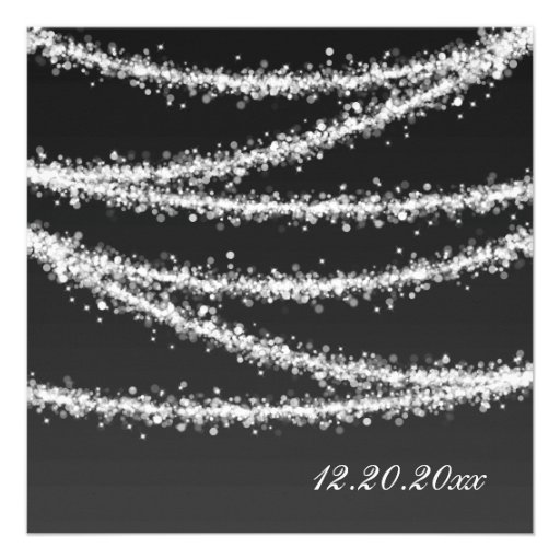 Elegant 50th Birthday Party Black String Lights Invite