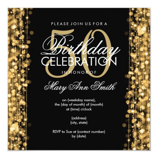 elegant 50th birthday party sparkles gold invitation zazzle elegant party invites