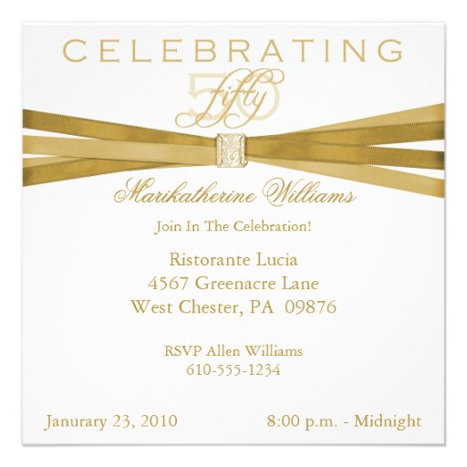 Elegant 50th- Fiftieth Birthday Party Invitations
