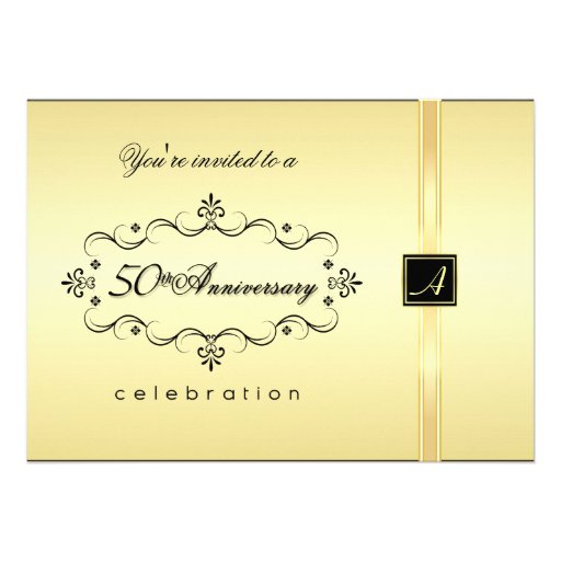 Elegant 50th Golden Annniversary Party Invitations