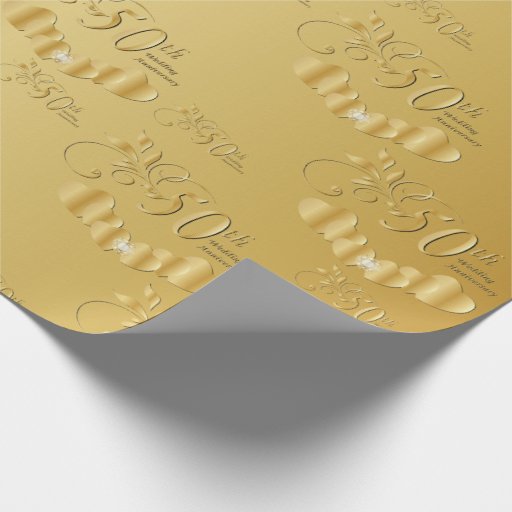 Elegant 50th Golden Wedding Anniversary Wrapping Paper Zazzle