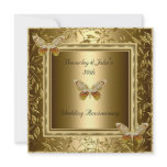 Elegant 50th Wedding Anniversary Gold Butterfly Personalized Announcement