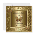 Elegant 50th Wedding Anniversary Gold Butterfly invitations