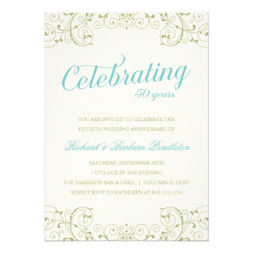 Elegant 50th Wedding Anniversary Invite (front side)