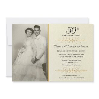 Elegant 50th Wedding Anniversary Party Invitations