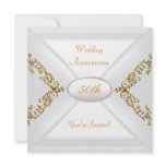 Elegant  50th Wedding Anniversary White Gold Personalized Announcement