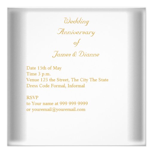 Elegant  50th Wedding Anniversary White Gold Personalized Announcements