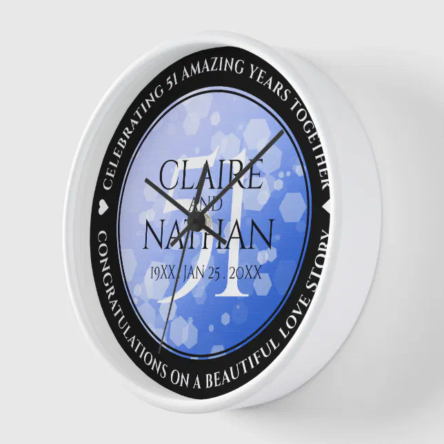 Elegant St Sapphire Wedding Anniversary Clock Zazzle