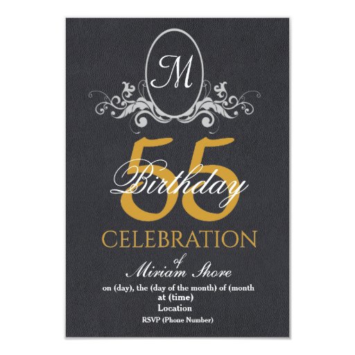 Elegant 55th Birthday Party Textured Invite | Zazzle