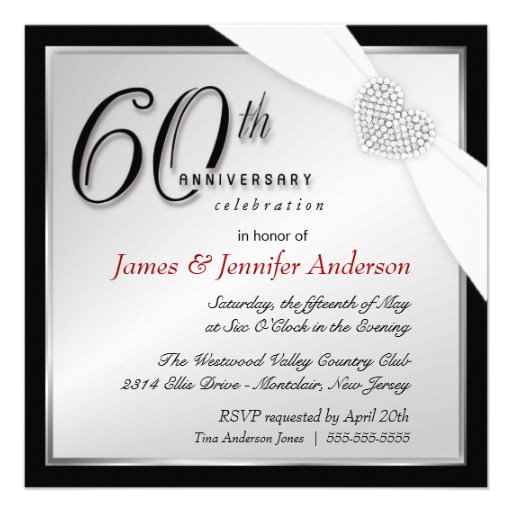 Elegant 60th Annniversary Party Invitations (front side)