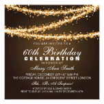 Elegant 60th Birthday Party Gold String Lights Personalized Announcement
