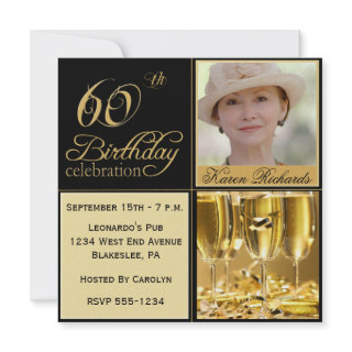 Elegant 60th Birthday Party Invitations