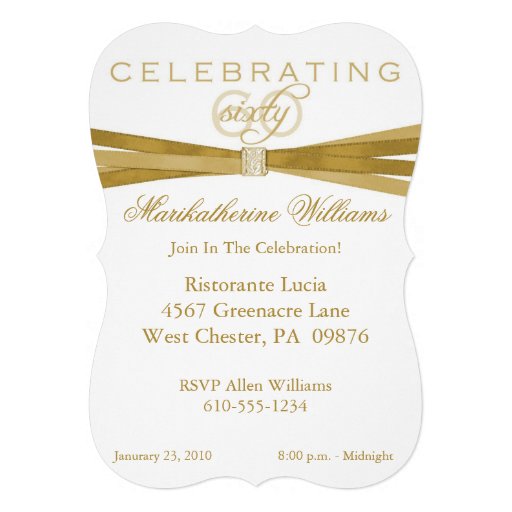 Elegant 60th Birthday Party Invitations (front side)