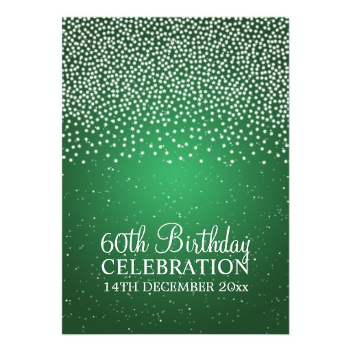 Elegant 60th Birthday Party Simple Sparkle Green Custom Invite