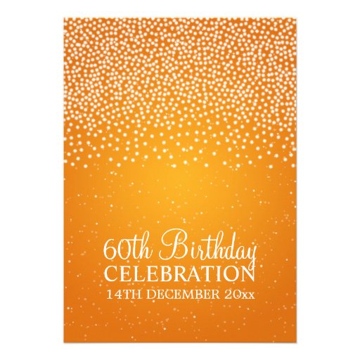Elegant 60th Birthday Party Simple Sparkle Orange Custom Invites