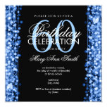 Elegant 60th Birthday Party Sparkles Blue Card