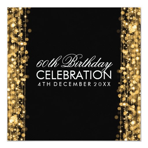 Elegant 60th Birthday Party Sparkles Gold Custom Invitation