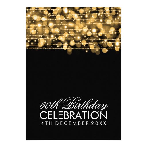 Elegant 60th Birthday Party Sparkles Gold Personalized Invitations